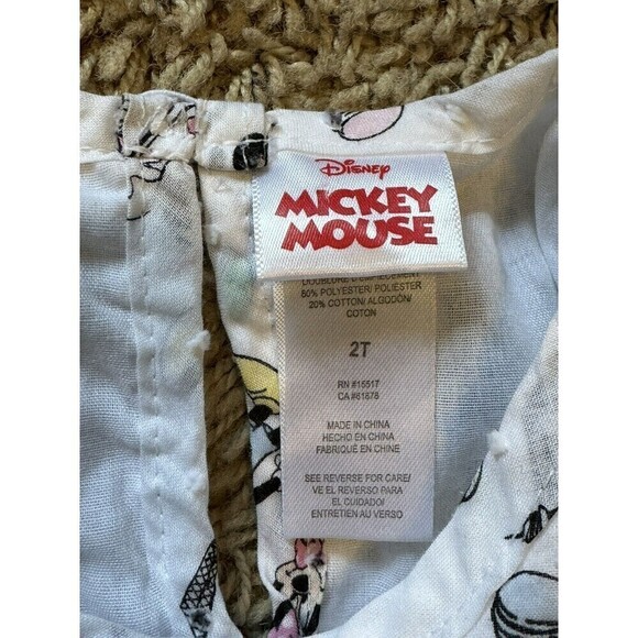 Disney Mickey Mouse Minnie Short Sleeve Dress Size 2T Paris Swiss Dot Lined - Picture 5 of 10